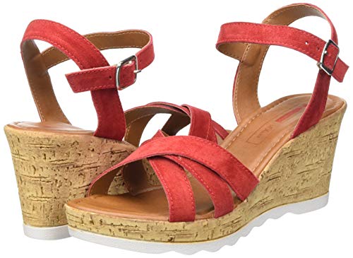 s.Oliver 5-5-28301-24, Sandalia con Pulsera para Mujer, Pintalabios Rojo Suede 540, 41 EU