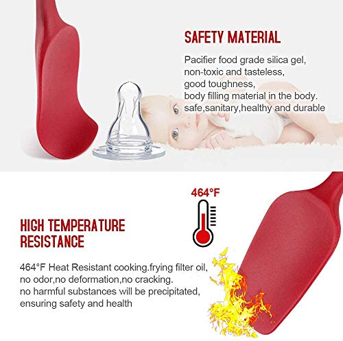 SoloKing Espátulas de Silicona de 6 Piezas Espátulas de Cocina de Goma Antiadherentes Resistentes al Calor con Núcleo de Acero Inoxidable para Cocinar, Hornear y Mezclar (rojo)