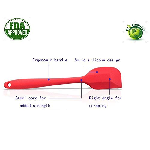 SoloKing Espátulas de Silicona de 6 Piezas Espátulas de Cocina de Goma Antiadherentes Resistentes al Calor con Núcleo de Acero Inoxidable para Cocinar, Hornear y Mezclar (rojo)