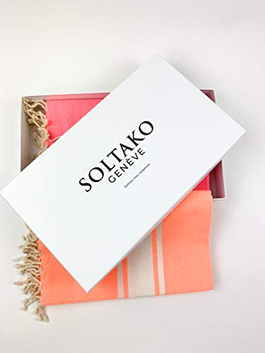 SOLTAKO - Toalla de playa, manos, sauna, baño, baño turco, cobertor para yoga, pestemal, fouta, juego de regalo, extragrande, 100 x 200 cm, 2 unidades, XXL, rosa pastel, 100 x 200 cm