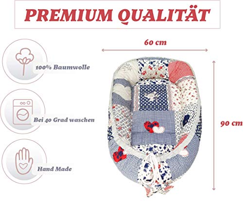 Solvera_Ltd Baby Nest - Reductor para recién Nacidos, Saco de Dormir para bebé, 100% algodón Automobili Talla única (PATCHWORK)