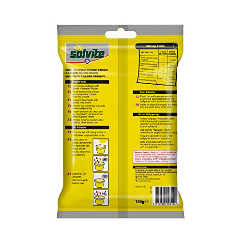 Solvite - Adhesivo extra fuerte para papel pintado (10 rollos), 185g