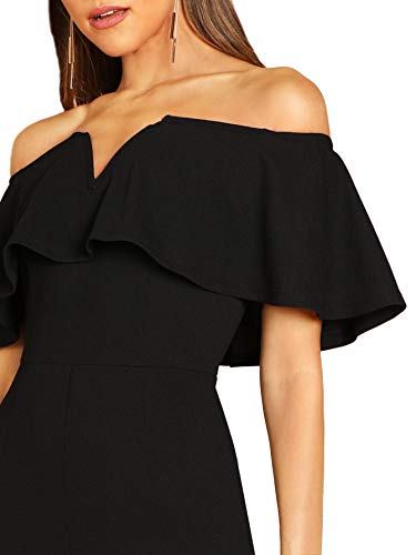 SOLY HUX Mujer Mono Largo Negocio Monos Sólido Mamelucos Manga Corta Sin Hombros Jumpsuits Rompers