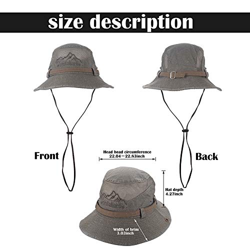 Sombrero sol algodón protección UV,sombrero verano,sombrero playa,sombrero safari boonie,sombrero pesca plegable con malla transpirable correa ajustable para barbilla- hombres mujeres(Verde oscuro)