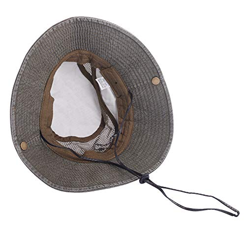 Sombrero sol algodón protección UV,sombrero verano,sombrero playa,sombrero safari boonie,sombrero pesca plegable con malla transpirable correa ajustable para barbilla- hombres mujeres(Verde oscuro)