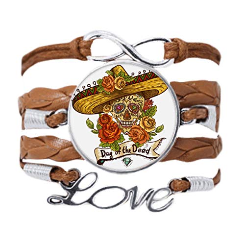 Sombrero Suger Skull México Día de los Muertos, pulsera de amor, cadena de cuerda, regalo