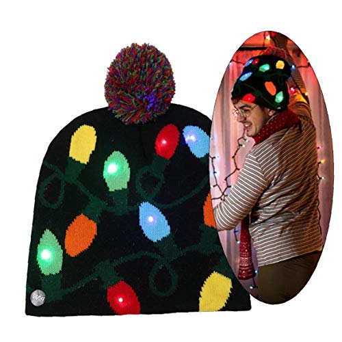 Sombreros de la Navidad Unisex de Punto Luminoso Sombrero con la impresión de los Regalos del Banquete de Navidad Deportes Caminar Correr Bicicleta Ligera Colorida Estilo 1 Pc
