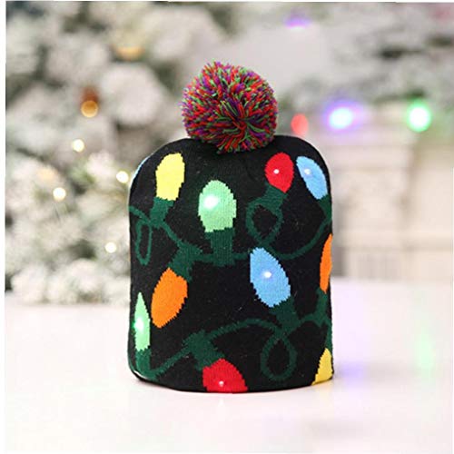 Sombreros de la Navidad Unisex de Punto Luminoso Sombrero con la impresión de los Regalos del Banquete de Navidad Deportes Caminar Correr Bicicleta Ligera Colorida Estilo 1 Pc