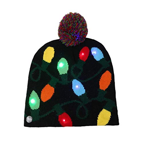Sombreros de la Navidad Unisex de Punto Luminoso Sombrero con la impresión de los Regalos del Banquete de Navidad Deportes Caminar Correr Bicicleta Ligera Colorida Estilo 1 Pc