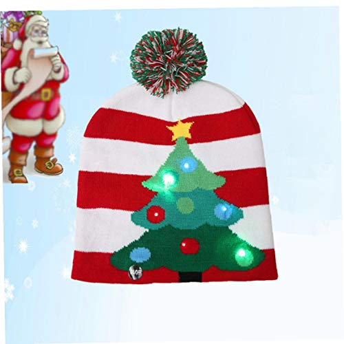 Sombreros de la Navidad Unisex de Punto Luminoso Sombrero con la impresión de los Regalos del Banquete de Navidad Deportes Caminar Correr Bicicleta Little Man Estilo 1 Pc
