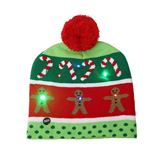 Sombreros de la Navidad Unisex de Punto Luminoso Sombrero con la impresión de los Regalos del Banquete de Navidad Deportes Caminar Correr Bicicleta Little Man Estilo 1 Pc