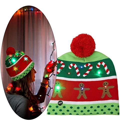 Sombreros de la Navidad Unisex de Punto Luminoso Sombrero con la impresión de los Regalos del Banquete de Navidad Deportes Caminar Correr Bicicleta Little Man Estilo 1 Pc