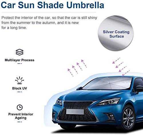 Sombrilla Plegable para el Parabrisas del Coche, Bloques Rayos UV Calor Protector de la Visera del Sol Paraguas del Reflector del Sol, Mantenga el vehículo más Fresco