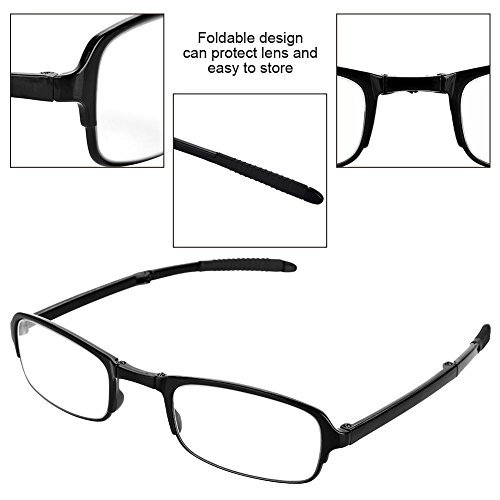 Sonew Lentes de Lectura Plegables, Lentes presbiciados Plegables Profesionales Ligeros para el Caso de Cremallera de Nylon Negro de Man Women(1.5)
