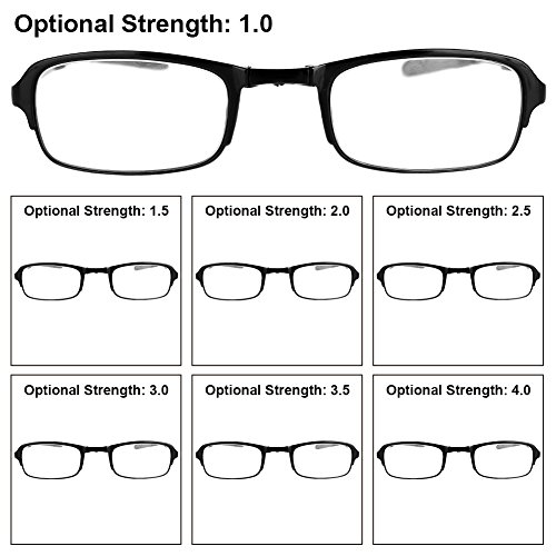 Sonew Lentes de Lectura Plegables, Lentes presbiciados Plegables Profesionales Ligeros para el Caso de Cremallera de Nylon Negro de Man Women(1.5)