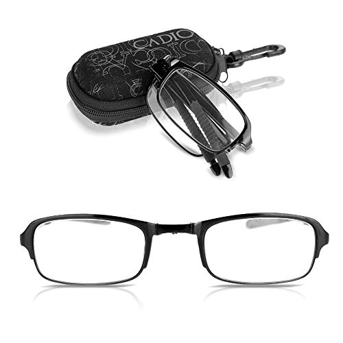 Sonew Lentes de Lectura Plegables, Lentes presbiciados Plegables Profesionales Ligeros para el Caso de Cremallera de Nylon Negro de Man Women(1.5)