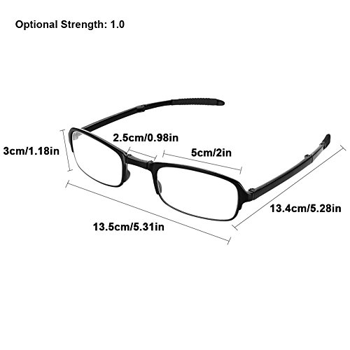 Sonew Lentes de Lectura Plegables, Lentes presbiciados Plegables Profesionales Ligeros para el Caso de Cremallera de Nylon Negro de Man Women(1.5)
