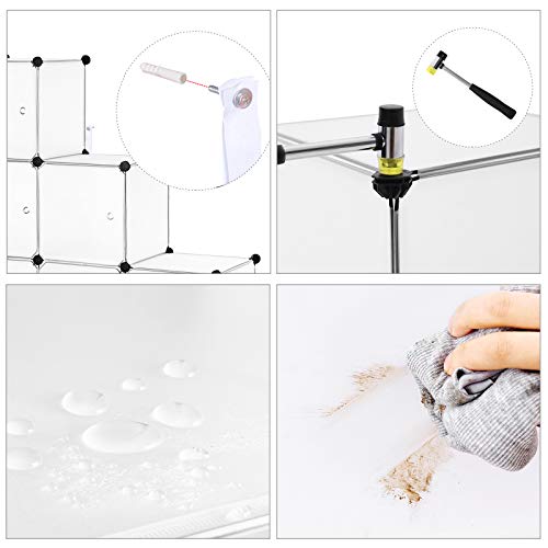 SONGMICS Armario Modular con 16 Cubos, Montaje en Bricolaje, Armario de Almacenamiento de Plástico, con Puertas, Estable, Instalación Sencilla, LPC44BS