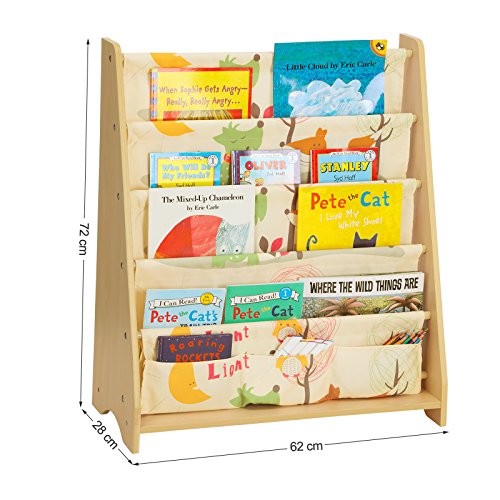 SONGMICS Estantería Infantil, Estantería para niños, con 4 Estantes para Libros y Juguetes, Ideal para Habitaciones Infantiles, guardería, Madera de Arce GKR71YL