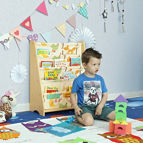 SONGMICS Estantería Infantil, Estantería para niños, con 4 Estantes para Libros y Juguetes, Ideal para Habitaciones Infantiles, guardería, Madera de Arce GKR71YL