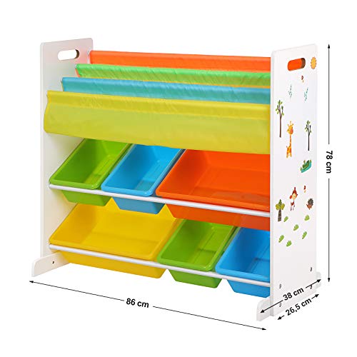 SONGMICS Estantería Infantil para Juguetes y Libros, Librería de 3 Niveles con 6 Cajones, 86 x 27 x 78 cm GKR03W
