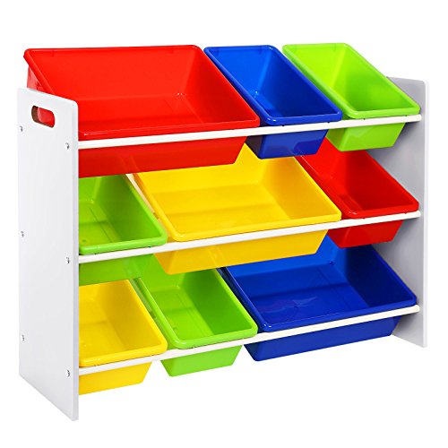 SONGMICS Estantería Organizadora para Juguetes y Libros, para Habitación Infantil, con 3 Niveles GKR02W