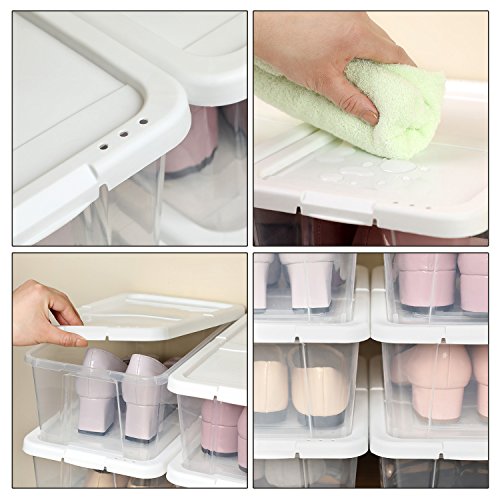 SONGMICS Juego de 12 Cajas de Zapatos con Tapa Organizador de Almacenamiento versátil Organizador apilable Producto de artesanías hasta la Talla 41 LSP12WT
