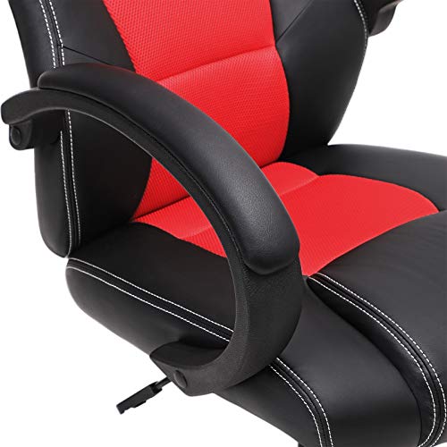 SONGMICS OBG56BR Racing - Silla de Escritorio de Oficina Ergonómica Regulable con Ruedas, color Rojo