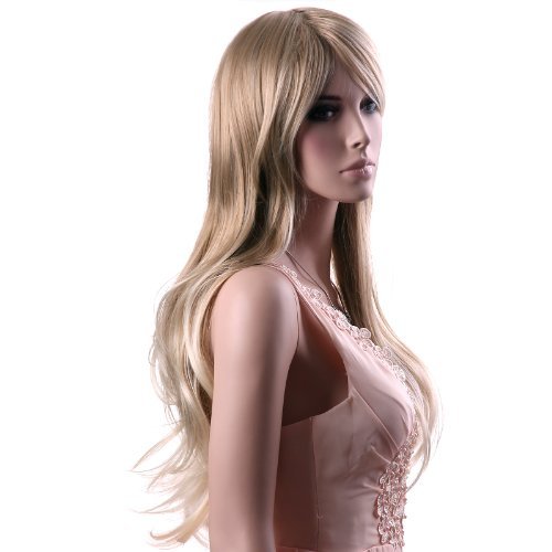 SONGMICS Peluca Mediana para Mujer, Cabello Recto y Liso, Rubio WFF076