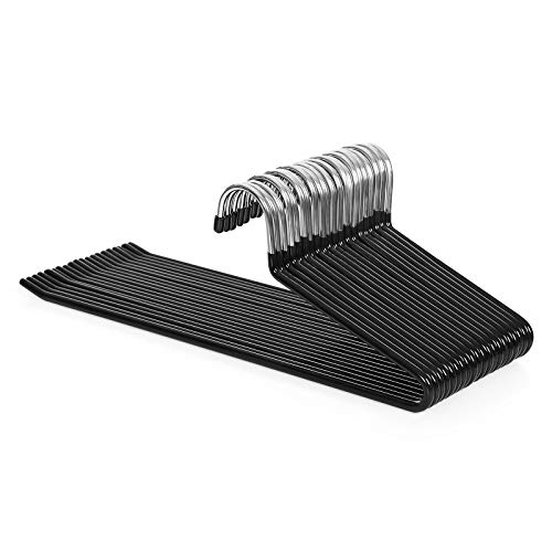 SONGMICS Perchas organizadoras para Pantalones, Metal Cromado, 20 Unidades, 5 mm de diámetro, cromadas, Antideslizantes, 38 x 13 cm, Negro CRI004-20