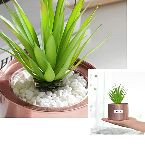 SONGMICS Plantas Artificiales en Maceta, Juego de 3, Plantas Falsas, Plantas Decorativas para Sala de Estar, Oficina, Librería, Decoración de Mesa, Macetas Doradas de Rosa, Plantas Verdes LAP204A02