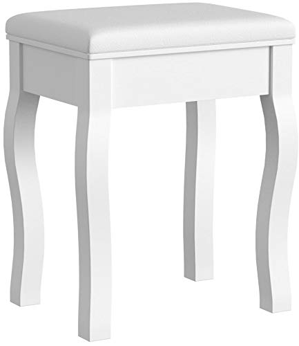 SONGMICS RDS50W - Taburete Tapizado para Tocador de Madera, Blanco