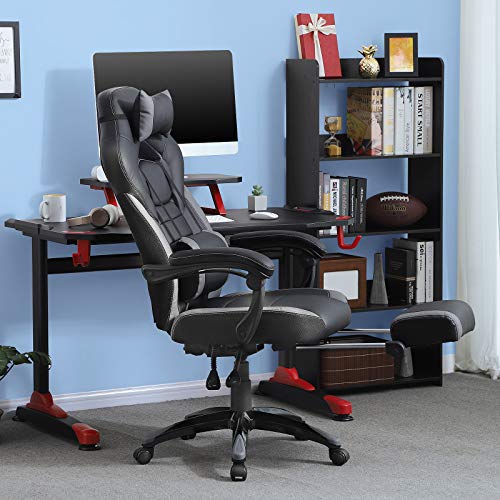 SONGMICS Silla de Oficina con Asiento expandido, Altura Ajustable, Diseño ergonómico OBG77BG