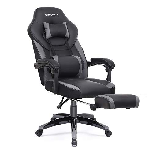 SONGMICS Silla de Oficina con Asiento expandido, Altura Ajustable, Diseño ergonómico OBG77BG