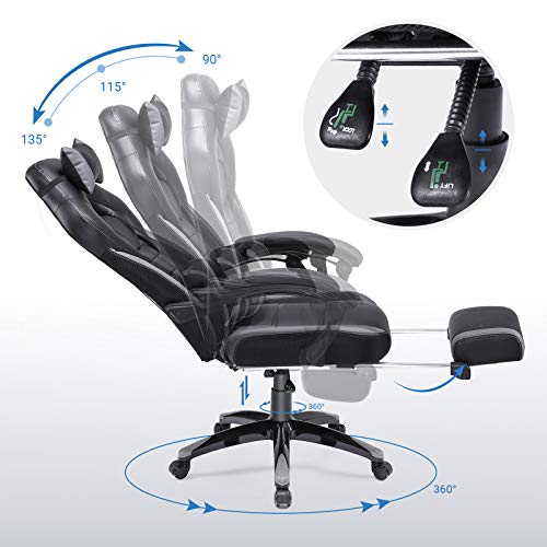 SONGMICS Silla de Oficina con Asiento expandido, Altura Ajustable, Diseño ergonómico OBG77BG