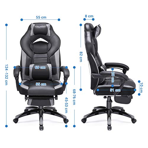 SONGMICS Silla de Oficina con Asiento expandido, Altura Ajustable, Diseño ergonómico OBG77BG