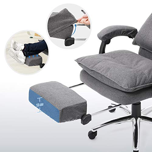 SONGMICS Silla de Oficina con Asiento expandido, Altura Ajustable, Diseño ergonómico OBG78GY