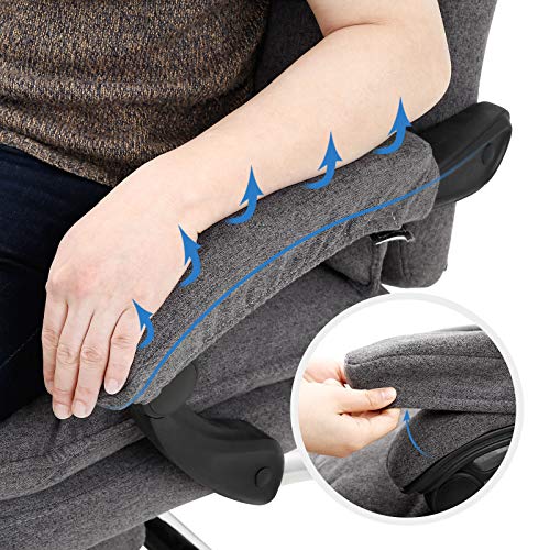 SONGMICS Silla de Oficina con Asiento expandido, Altura Ajustable, Diseño ergonómico OBG78GY