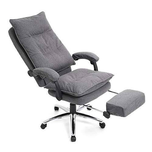 SONGMICS Silla de Oficina con Asiento expandido, Altura Ajustable, Diseño ergonómico OBG78GY