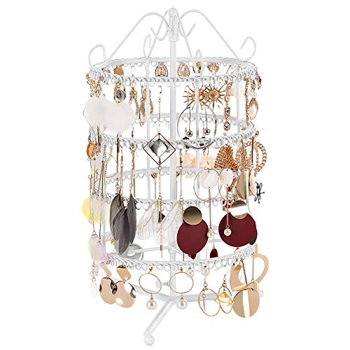 SONGMICS Soporte de exhibición para Joyas, Colgador de pie para Pendientes, aretes, Color Blanco JDS022W