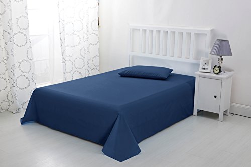 Sonia Moer - Lujosa sábana encimera de microfibra, transpirable, que no necesita planchado y que le mantiene fresco y cómodo. Es hipoalergénica, muy suave y sedosa, azul marino, matrimonio grande