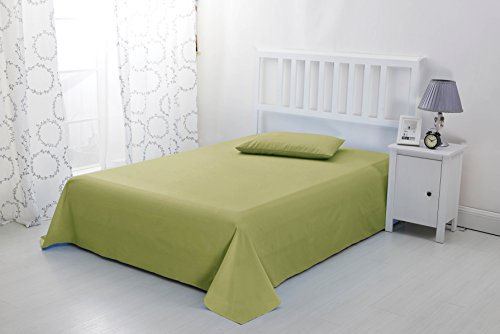 Sonia Moer - Lujosa sábana encimera de microfibra, transpirable, que no necesita planchado y que le mantiene fresco y cómodo. Es hipoalergénica, muy suave y sedosa, Verde, matrimonio grande