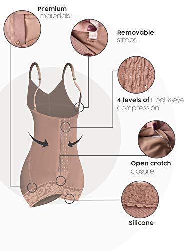 Sonryse 066BF Fajas Colombianas Mujer Postparto Reductoras Moldeadoras Moca 3XL