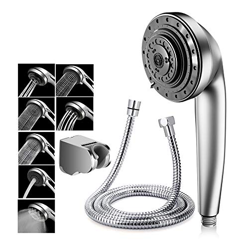 SOONAN Alcachofa de Ducha con Alta Presión 7 Modos de Chorro de Agua Universal Cabezal de Ducha con el Tubo Flexible 2M de Acero Inoxidable