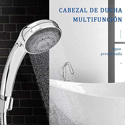 SOONAN Alcachofa de Ducha con Alta Presión 7 Modos de Chorro de Agua Universal Cabezal de Ducha con el Tubo Flexible 2M de Acero Inoxidable
