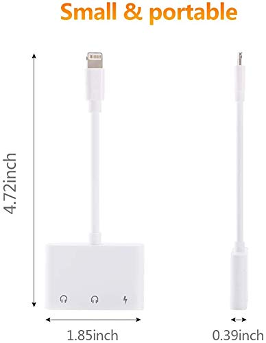 SOOTEWAY Adaptador para Auriculares,Adaptador de Audio 3 en 1 con Puerto de Carga Dual y Conector para Auriculares de3.5mm,Compatible para iPhone/iPad Series(Soporte iOS9.2 o Posterior) Plug and Play