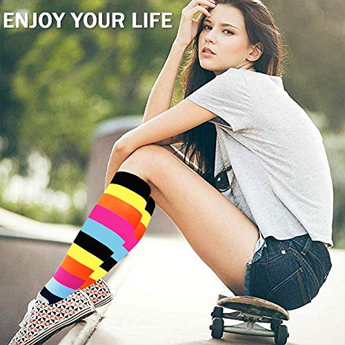 Sooverki Calcetines de compresión para Mujeres y Hombres 20-25 mmHg es el Mejor Graduado atlético, Correr, Volar, Viajar, Enfermeras 07-Multicolor-6 Pares S/M