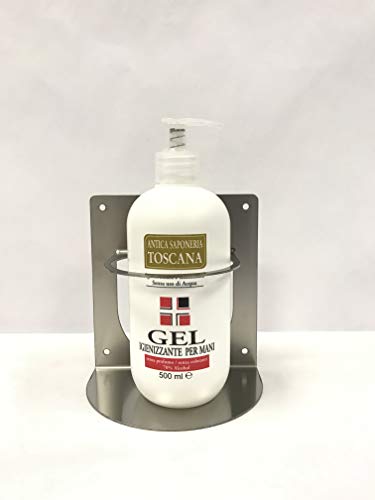 Soporte de gel desinfectante de manos de acero con o sin botella de gel de 500 ml, supporto in acciaio