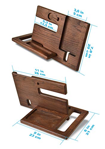 Soporte de Madera para Llaves, para teléfono, estación de Acoplamiento, Soporte de Roble, Organizador de Reloj, Regalo para Hombres, Esposa, Esposa, Aniversario, papá, cumpleaños, Noche, Tableta