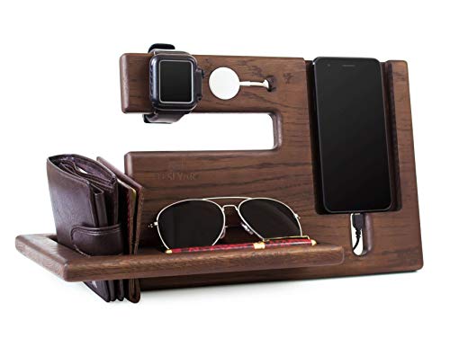 Soporte de Madera para Llaves, para teléfono, estación de Acoplamiento, Soporte de Roble, Organizador de Reloj, Regalo para Hombres, Esposa, Esposa, Aniversario, papá, cumpleaños, Noche, Tableta